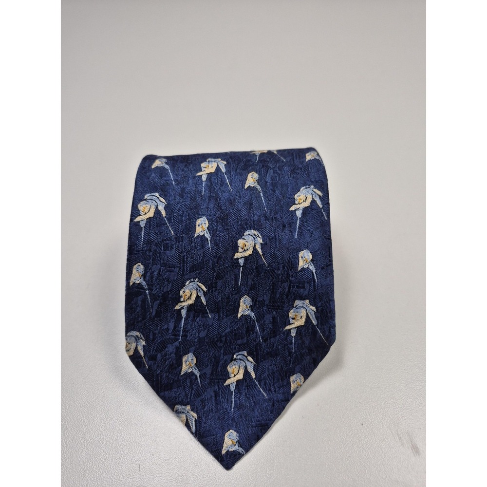Ermenegildo Zegna Tie Mens One Size Blue Geometric 100% Silk Made In Italy